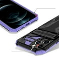 thumbnail image 4 of for iPhone 11 Pro Max Sliding Card Slot Back Case with Hidden Kickstand, Hybrid TPU + PC Fall Prevention Shock Absorption Anti-drop Protective Phone Case Cover for iPhone 11 Pro Max, Purple, 4 of 8