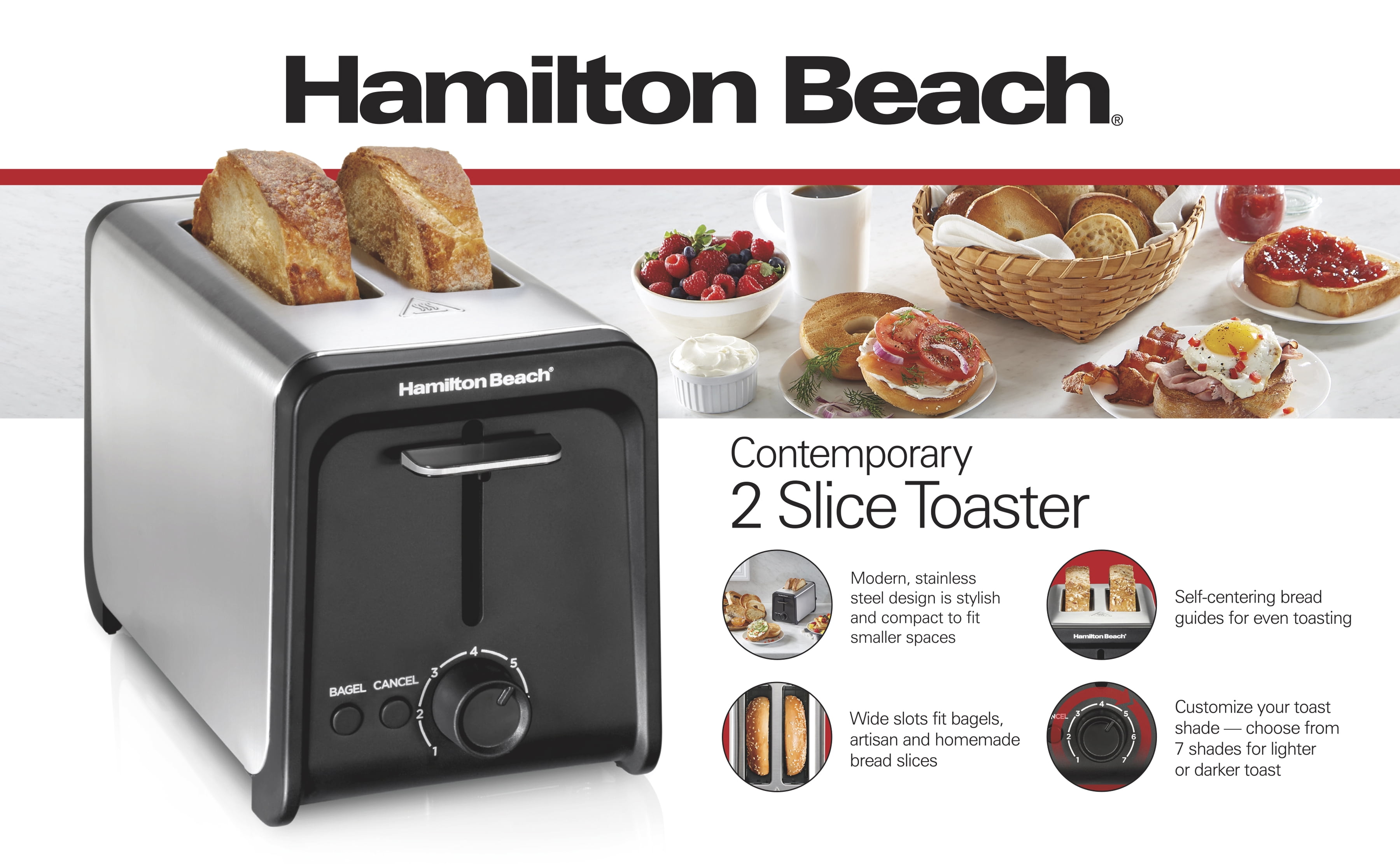 Hamilton Beach Brushed Stainless Steel 2-Slice Toaster - 22910