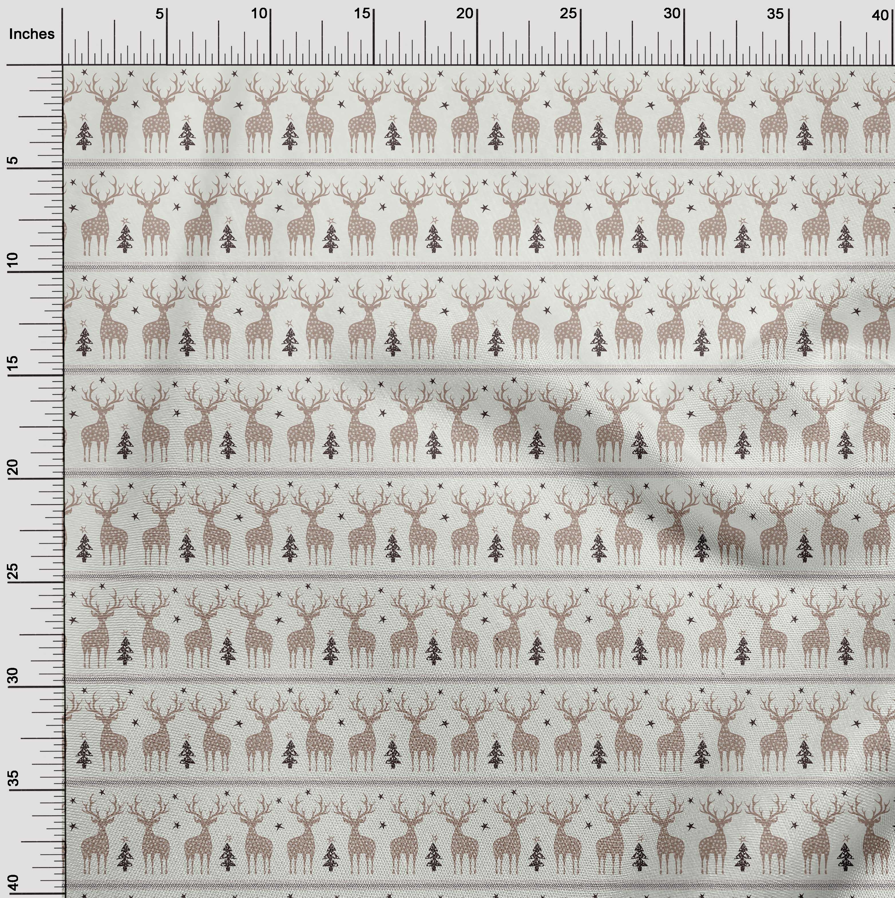 oneOone Georgette Viscose Beige Fabric Christmas Lumberjeck Diy Clothing Quilting Fabric Print Fabric By Yard 42 Inch Wide