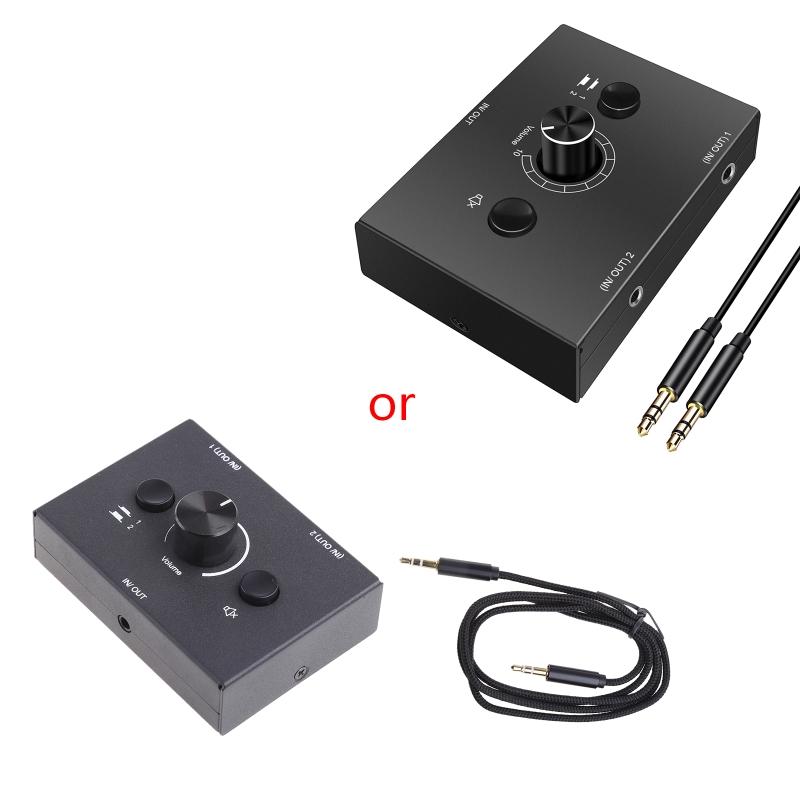 GENEMA Portable Audio Splitter Switcher Headphone Splitter Box 3.5mm Stereo Audio Converter 2
