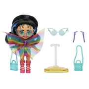 Barbie Extra Mini Minis Doll with Blue-Streaked Black Ponytail in Rainbow Dress & Accessories