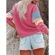thumbnail image 4 of Sudadera con capucha Cuello redondo Manga larga Bloqueo de color Tops casuales de moda para mujer Rojo XXL, 4 of 6