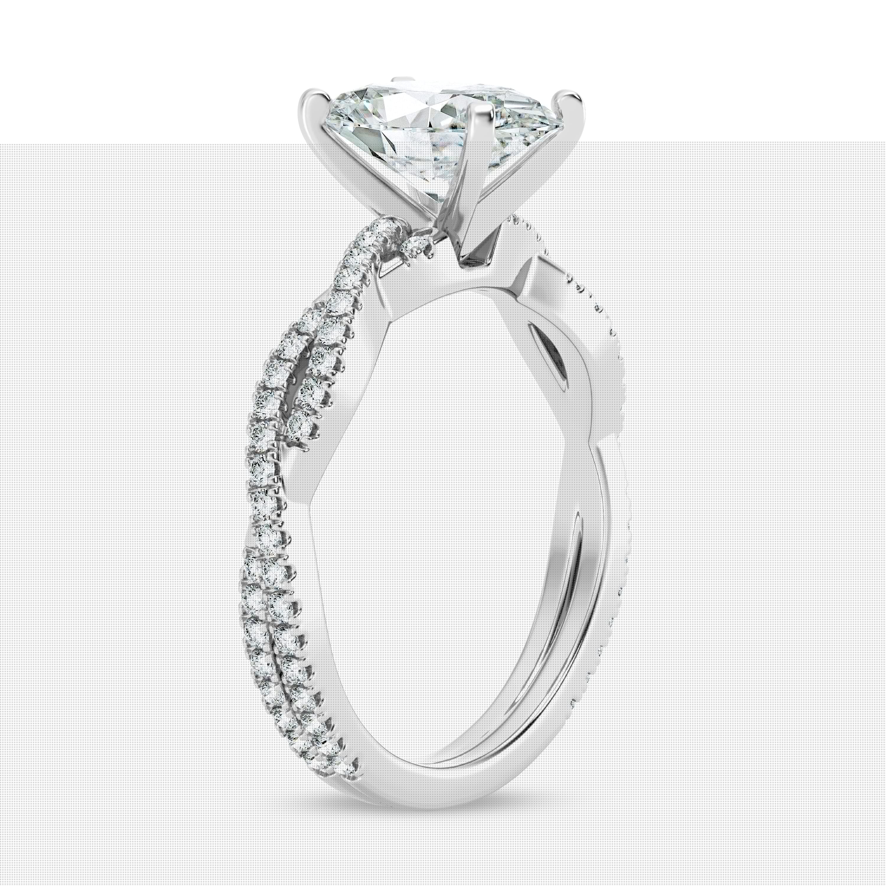 Empire Jewelry 2.1 Ct Oval Cut Moissanite Ring - 14K White Gold Plated Twisted Shank Solitaire Engagement Ring - Stylish Wedding Jewelry for Women