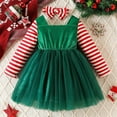 thumbnail image 4 of Jamsmile Toddler Girls Christmas Dress Holiday Party Long Sleeve Velvet Tutu With Bowknot Floral Lace Trim Pageants Dress, 4 of 7