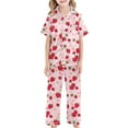 thumbnail image 3 of oqasdz Girls Silk Like Printed Pajama Set Soft Satin Sleepwear Comfortable Kids Loungewear Cute Outfits For Toddler Kids/3-4 Years, 3 of 5