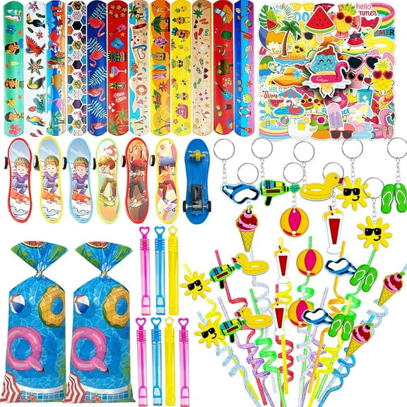 122 pcs Beach Party Favors Tropical Swimming Pool Party Favors Summer Party Decorations Pool Gift Bag for Beach Party Birthday Supplies