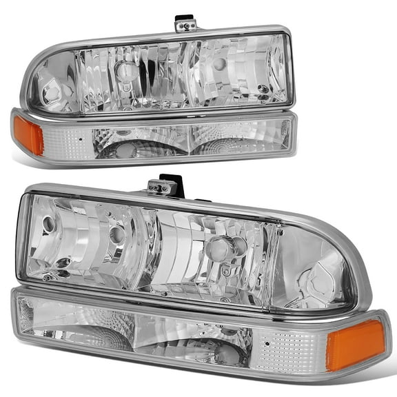 DNA Motoring For 98-04 Chevy S10 Pickup Blazer 4pcs Chrome Amber Corner Headlight Bumper Lamps