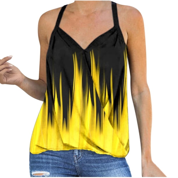Camiseta Sin Mangas Para Mujer Sin Mangas Cami Tops Moda Impresa Cuello en V Chaleco Blusa Sling Odeerbi ODB156971