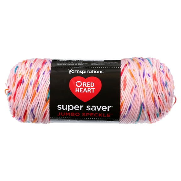 Red Heart Super Saver Medium Acrylic Yarn, Speckle Bubblegum, 10oz 482yd