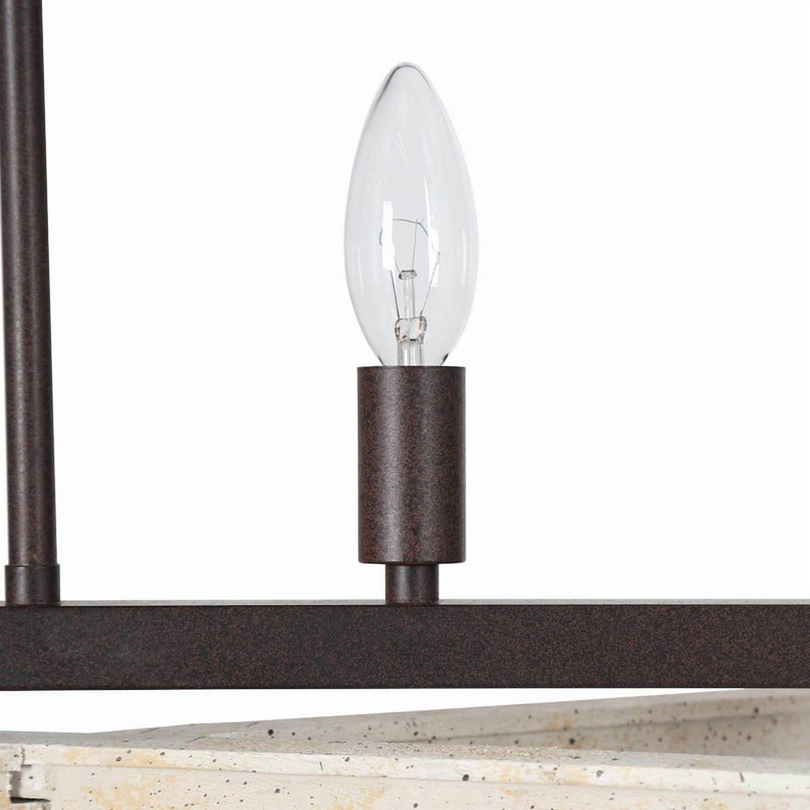 LNC Integrifolia 4-Light Rustic Wood and Iron Linear Chandelier for Kitchen Island