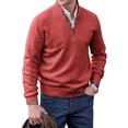 thumbnail image 6 of Men Sweater Coat Half Zipper Knit Elastic Long Sleeves Stand Collar Outerwear Pure Color English Style Daily Wear School Mid Length Sweater, 6 of 7