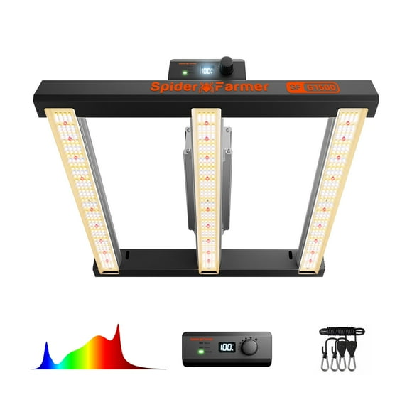 Lámpara LED de cultivo Spider Farmer G1500, 150 W, 60 x 60 cm, espectro completo