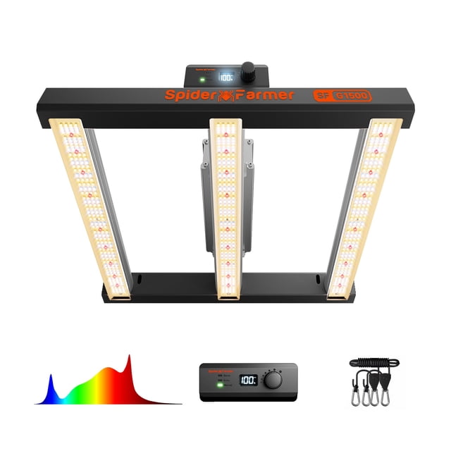 Lámpara LED de cultivo Spider Farmer G1500, 150 W, 60 x 60 cm, espectro completo
