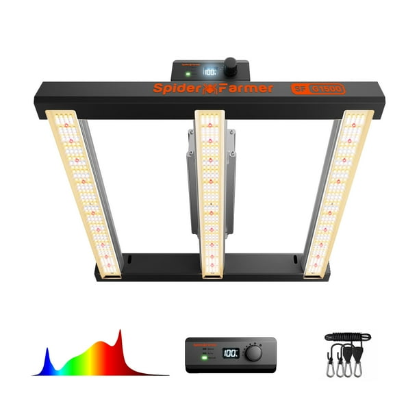 Lámpara LED de cultivo Spider Farmer G1500, 150 W, 60 x 60 cm, espectro completo