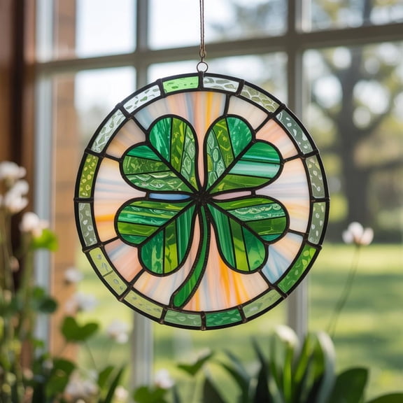 Four-Leaf Clover Acrylic Suncatcher Lucky Shamrock Window Hanging, St. Patrick’s Day Sun-Catcher Decor, Irish Gift