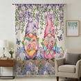 thumbnail image 2 of Blue Purple Gnomes Semi Sheer Curtains Drapes for Living Room,Bedroom,French Doors Window 63 Inches Long,Spring Vintage Hydrangea Flower Leaf Rod Pocket Chiffon Curtain Drapery Voile Draperies Panel, 2 of 8