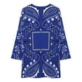 thumbnail image 3 of Blue Paisley Bandana Pattern Loose Dress Evening Dress Summer Dresses for Women Luxury Dress Long Sleeved Dress, 3 of 4