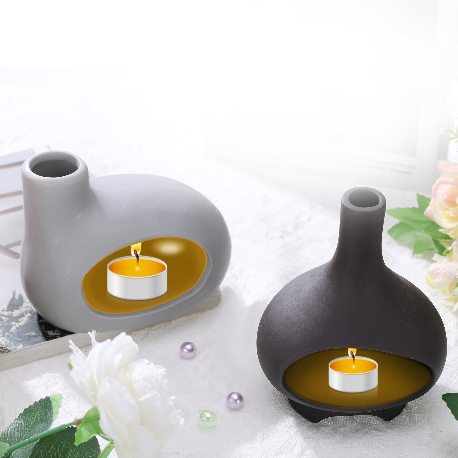 Uxcell 12.5 cm Modern Incense Burner Ceramic Incense Holder Ash Catcher for Meditation Aromatherapy Yoga Black