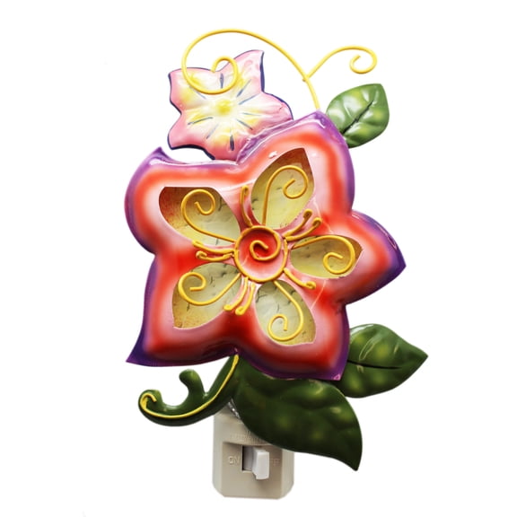 Garden Collection Metal/Wire Floral Nightlight: Pink/Violet Fade - By Ganz
