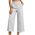 thumbnail image 2 of Capris Pants for Women Wide Leg Golf Casual Cropped with Pockets White High Waist Summer Business Size XL, 2 of 6