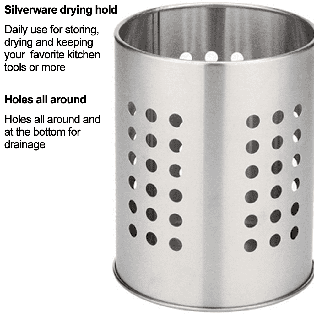 Stainless Steel Utensil Holder Kitchen Utensil Drying Cylinder