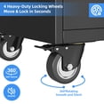 thumbnail image 3 of HUAXRON 2-Shelf 2-Drawer Freestanding Metal Garage Storage Cabinet with Wheels and Pegboards, Black(Assembly required), 3 of 7
