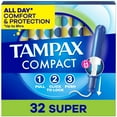 thumbnail image 1 of Tampax Compact Pearl Tampons, with LeakGuard Braid & Extendable Applicator, Super Absorbency, Compact Extendable Applicator, Unscented, 1 of 27