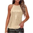 thumbnail image 2 of UQJfacai Sequin Halter Tops for Women Sleeveless Sparkly Shiny Tank Tops Flowy Sparkly Club Outfits Cocktail Party Disco Shirt, 2 of 9