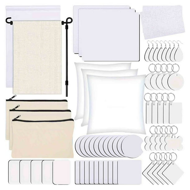 128 Piezas de Productos en para Sublimación, Kit de Sublimación para Manualidades con Adornos Navideños, de Impresión Térmica para Manualidades