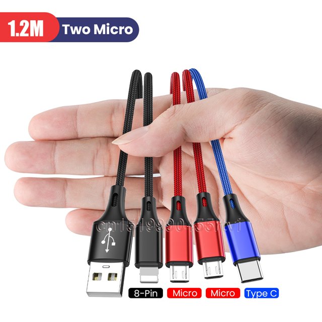 Cable USB tipo C 4 en 1 3 en 1 para iPhone 14 13 12 11 Pro Max 3 en 1 2 en 1 Cable de carga Cable Micro USB para Huawei Samsung Xiaomi Tan Jianjun unisex