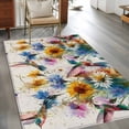 thumbnail image 2 of Hummingbird Area Rugs 4'x6', Washable Small Throw Rugs for Office Bathroom, Spring Vintage Oil Painting Sunflowers Beige Indoor Outdoor Rug Non-Slip Low Pile Carpet Runner Reversible Floor Mats, 2 of 8