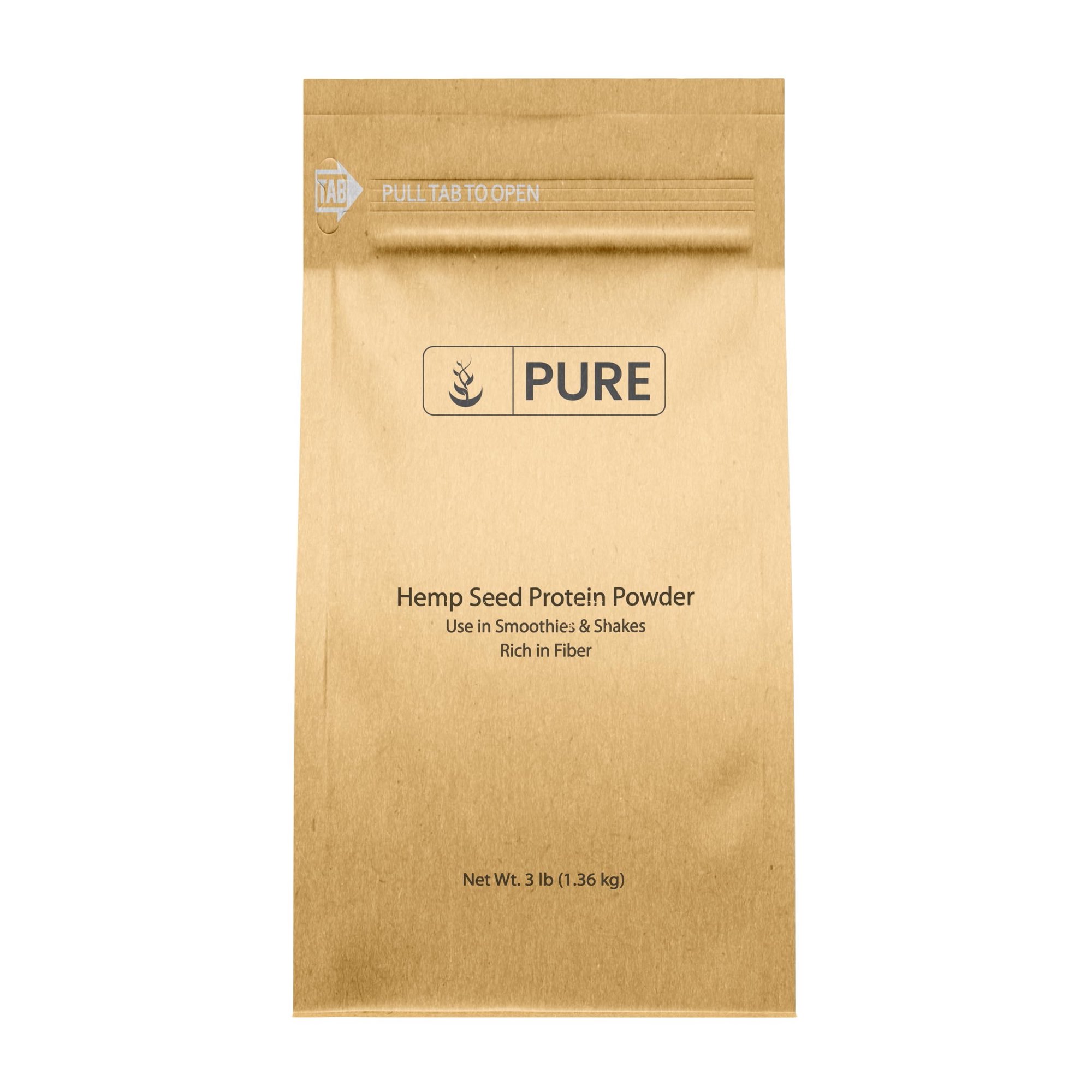 Pure Original Ingredients Hemp Seed Protein Powder 3 lb Smoothies & Shakes, Nutty Flavor, Smooth Texture