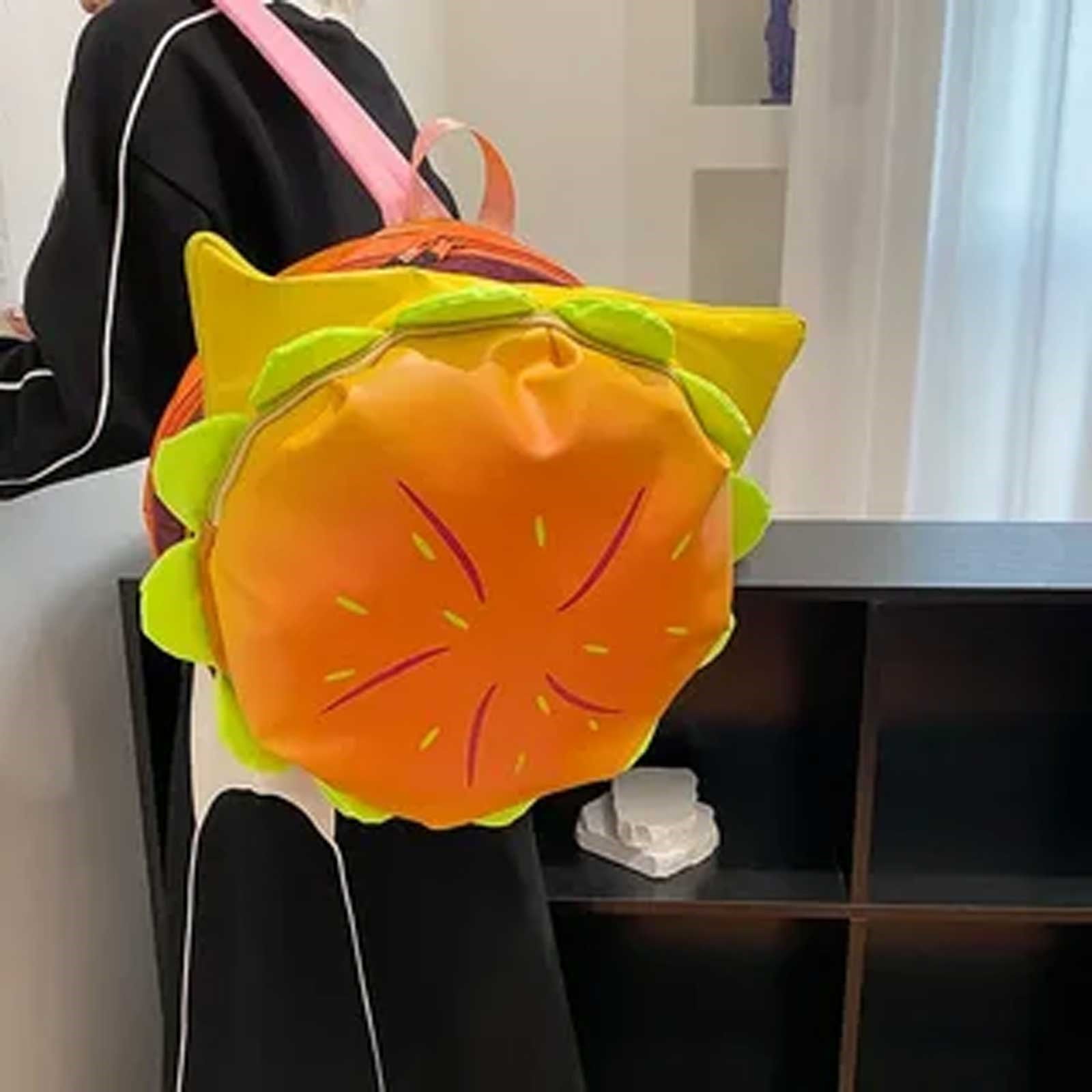 CSSJKYJ Cheeseburger Backpack, Funny Novelty Unique Cool Hamburger Daypack, Fashion Fun Casual Versatile Multi-Compartment Cheese Burger Backpacks(15x7.8x15in)