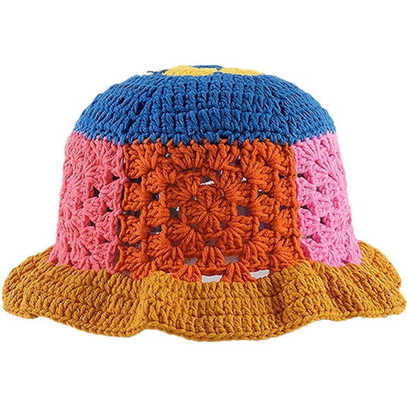 LinYooLi Women Knitted Bucket Hats Handmade Cloche Crochet Milk Cotton Fisherman Hat Travel Beach Floral Hobo Cap Falbala Brim