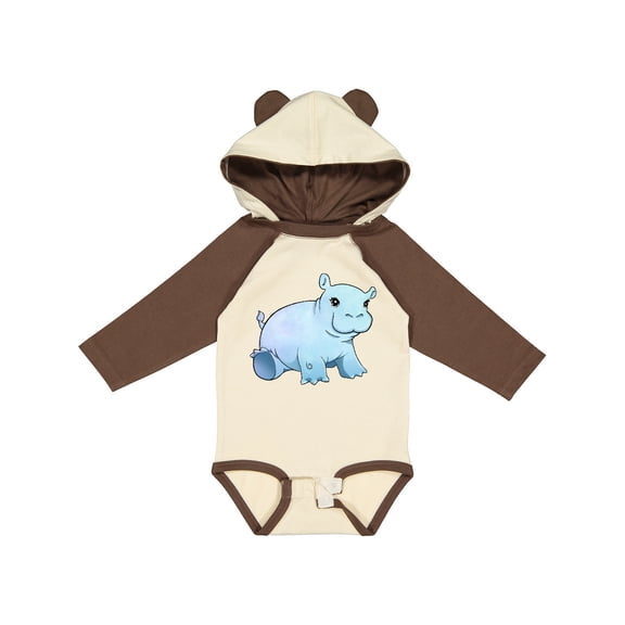 Inktastic Cute Baby Hippo Boys or Girls Long Sleeve Baby Bodysuit