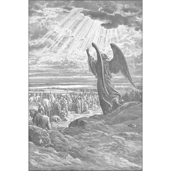 24"x36" Gallery Poster, An Angel Appears to the Israelites (Josh. 59-15) 1866