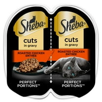 Sheba Wet Cat Food Cuts in Gravy Roasted Chicken Entree, 2.6 oz Perfect Portions Twin-Pack Tray