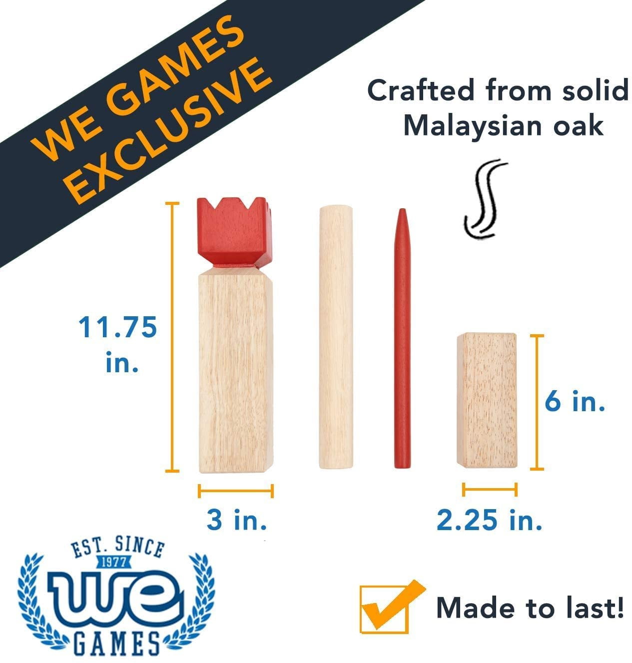 WE Games Outdoor Viking Kubb Chess Yard Game - Solid Natural Wood