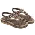 thumbnail image 1 of Sandalias planas bohemias Zapatos para caminar con flores de diamantes de imitación Zapatos de verano para mujer, 1 of 9
