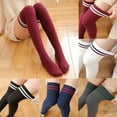 thumbnail image 2 of Women Girls Thigh High Socks, Fashion Casual Soft Cozy Elastic Thicken Knitted Winter Feet Leg Warmer Over Knee Extra Long Socks Stockings for Daily Wear, 2 of 8