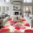 thumbnail image 3 of Non-Slip Rug Pad Rugs Watercolor Red Flower Petals on White Rectangle Area Rugs 5x7Ft Soft Carpet Pads for Living Room Kids Room, Garden Green Leaf, 3 of 9