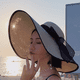 thumbnail image 5 of Sombrero de paja con lazo grande para mujer, gorra de playa grande, plegable, enrollable, con protección UV para el sol, para verano, 5 of 5