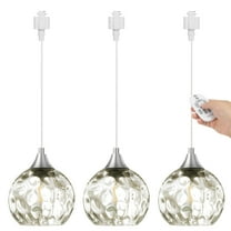 Kiven H-Type track lighting pendants Dimmable,Modern h track pendant lights with Amber Glass Globe,Decorative Track Lighting Fixture for Kitchen Hallway Restaurant Shop(3-Light)