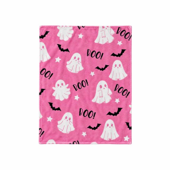 OCCOA Ghost Blanket Pinky Halloween Throw Blanket 39x29in Cute Ghost Pattern Soft Cozy for Bedroom Sofa Couch Bed Fall Festival Home Decoration Gift, A