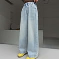 thumbnail image 6 of XEGLSBU Girls Jeans Size 10-12 Bootcut Girls Denim Pants Straight Leg Loose Fit Wide Leg Casual Comfortable Jeans for Kids Light Blue Size 8-9 Years, 6 of 9