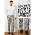 thumbnail image 4 of Unique Bargains Men's Animal Printed Dress Pants Regular Fit Pattern Trousers 32 Black White, 4 of 6