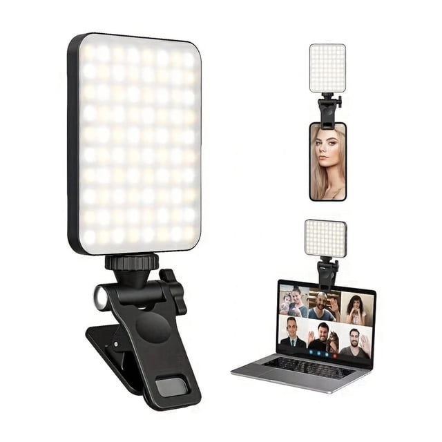 Rechargeable Selfie Light & Phone Light Clip for iPhone - Phone LED Light with Adjustable Brightness, Perfect for Selfies, Makeup, Live Streaming & Vi