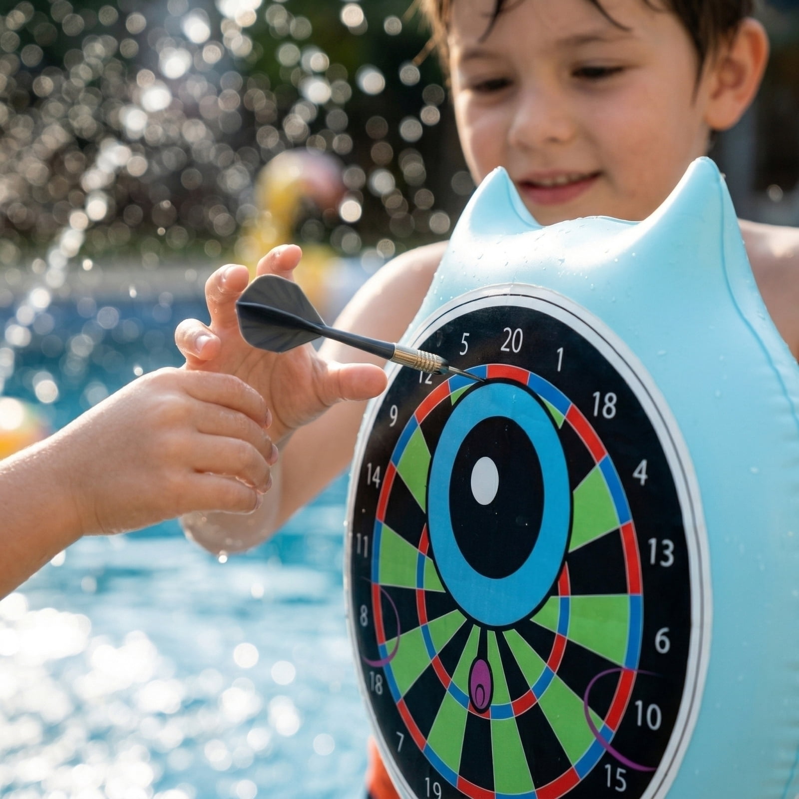 Inflatable Toss Game Set, Outdoor Lawn Darts for Pool Beach and Backyard, Waterproof Target with 6 Sticky Balls, Family Party Activity