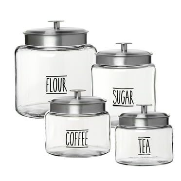 Anchor Hocking Clear Glass Farmhouse Montana Food Storage Jars, 4 Piece Set