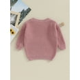 thumbnail image 3 of Argulvti Baby Girl Sweater, Long Sleeve Crew Neck Letters Winter Warm Knit Pullover Sweater Infant Clothes, 3 of 8